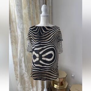Just Cavalli Silk Animal Print Blouse T-shirt, Size 6US, 42IT